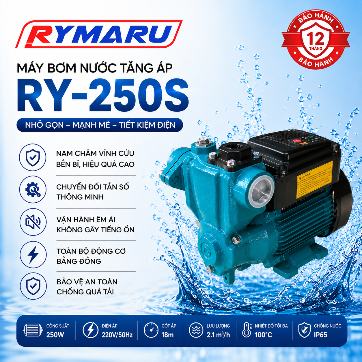 Máy bơm nước tăng áp RYMARU RY-250S