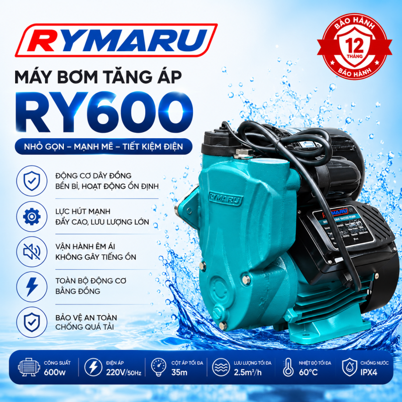 Máy bơm tăng áp Rymaru RY600